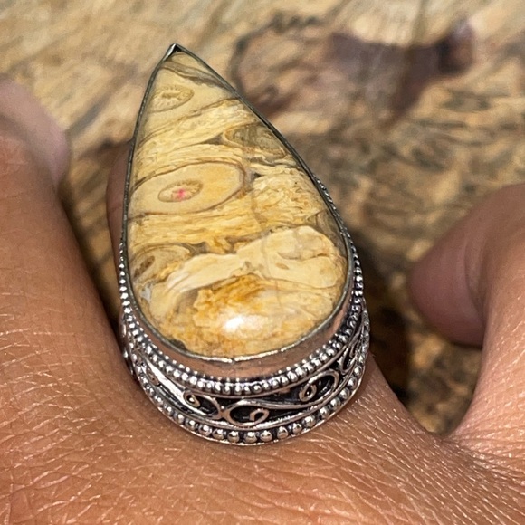 Landscape Picture Jasper Ring Size 8 - Picture 3 of 9